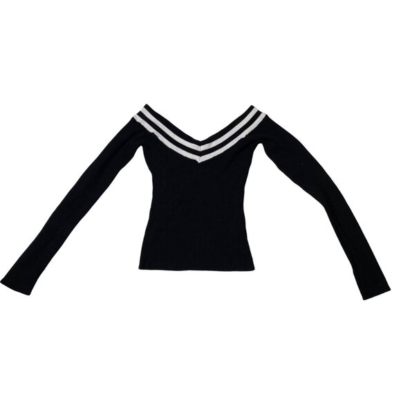 Dynamite Off the Shoulder Long Top in Black and White, size Small - Picture 4 of 9